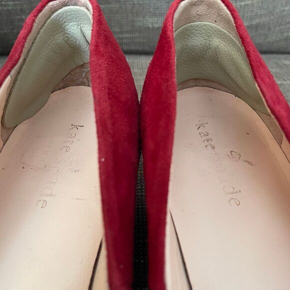 Kate Spade red suede block heel women’s shoe size 8.5 - Picture 5 of 15